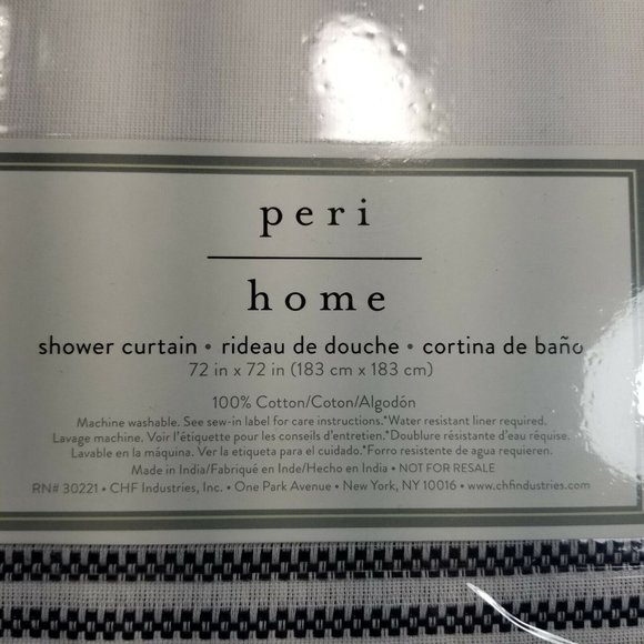 Peri Home Panama Stripe 72-Inch Square Shower Curtain in White/Navy -NEW in Pkg. - Picture 5 of 5